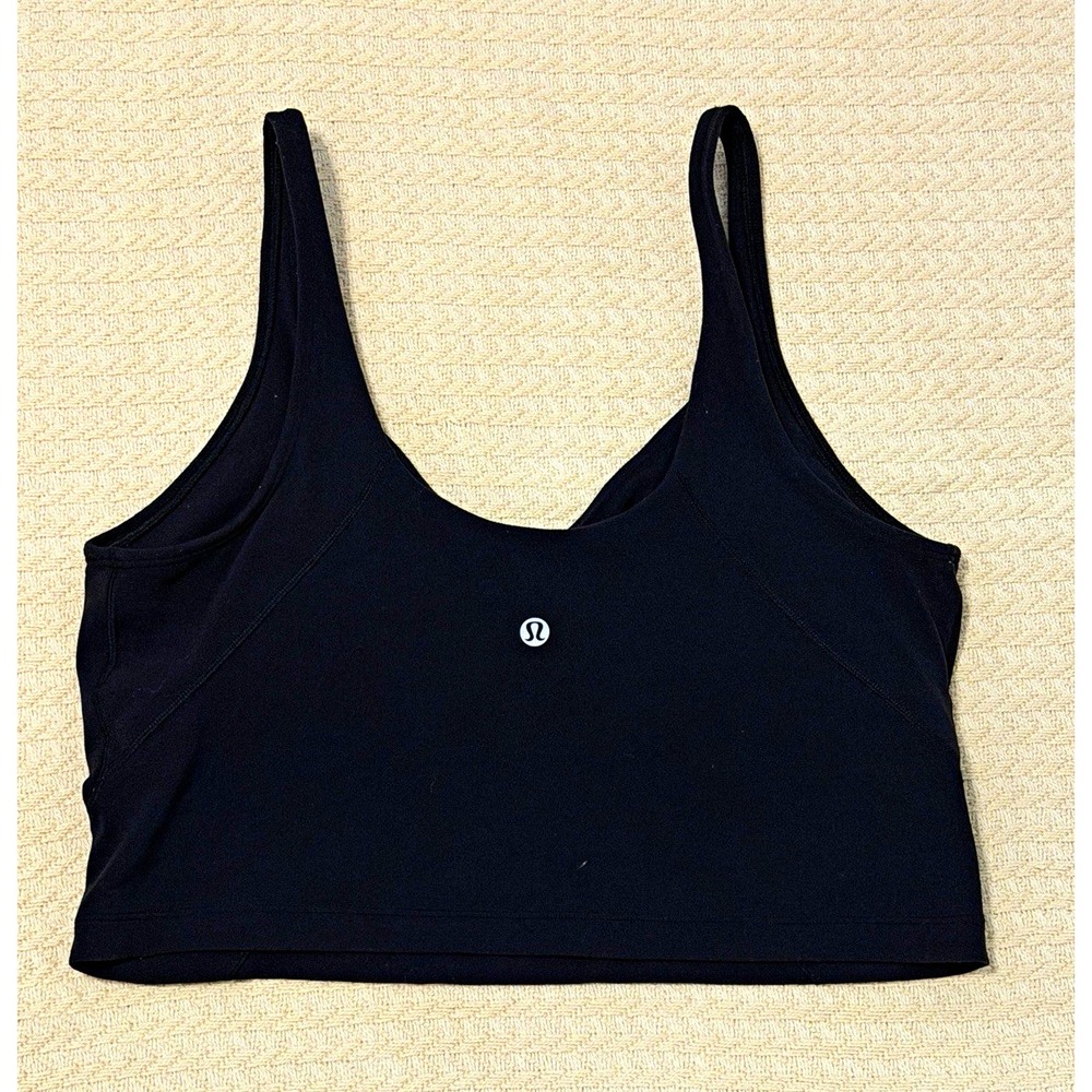 Lululemon Black Cropped Tank Top Women's Large Yoga Workout Athletic Activewear